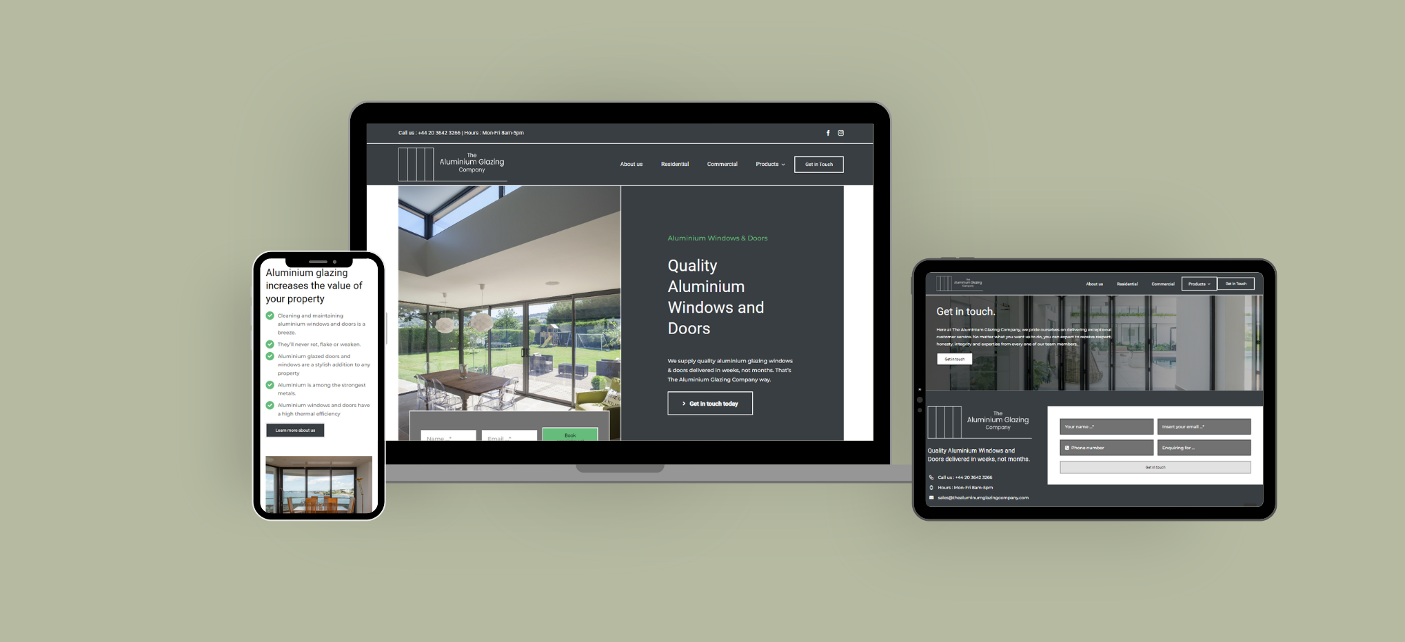 The Aluminium Glazing Company Homepage Website design SEO web project case study